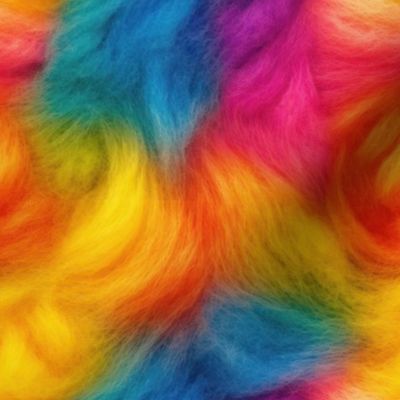 Bright Rainbow Faux Fur Background - Medium Scale
