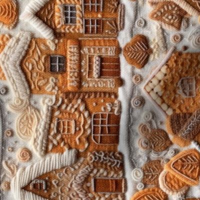 Gingerbread House Village Embroidery 1 Rotated - Large Scale