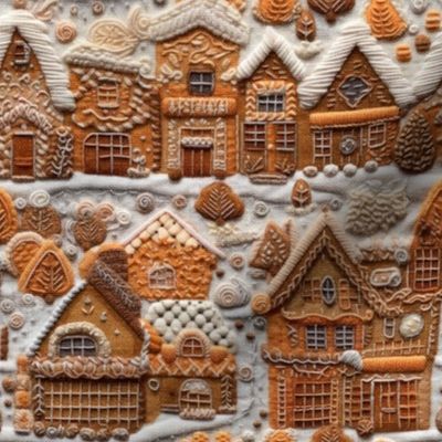 Gingerbread House Village Embroidery - Medium Scale