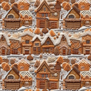 Gingerbread House Village Embroidery - Large Scale