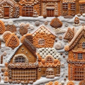 Gingerbread House Village Embroidery - XL Scale