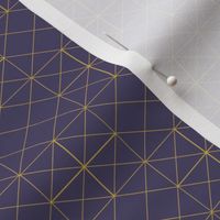 Nondirectional Geometric Gold and Blue Denim Wallpaper