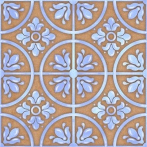 Moroccan Tile in Sky Blue and Terr