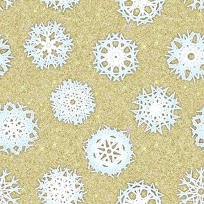 Sparkle Snowflake Fabric in Gold Holiday Cotton with gold metallic thr –  Angels Neverland