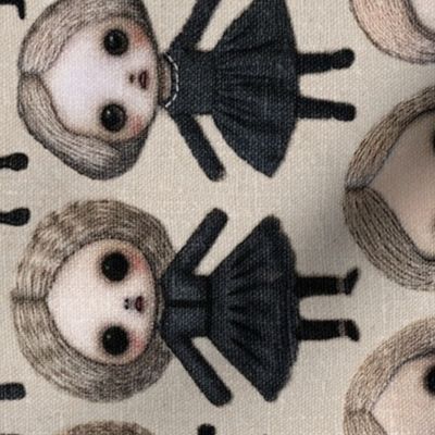 Creepy Doll Halloween Embroidery Rotated - Large Scale