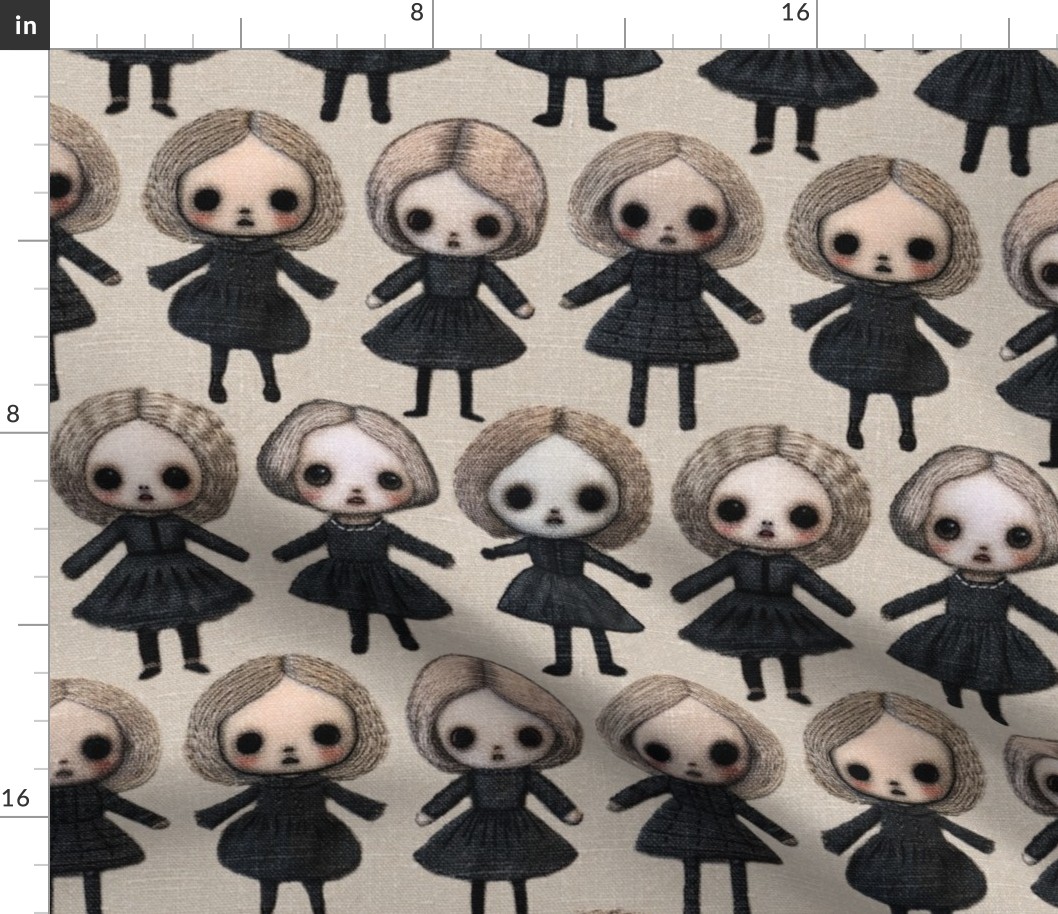 Creepy Doll Halloween Embroidery - Large Scale