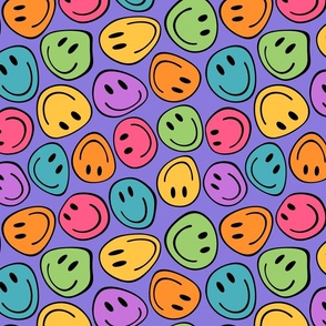 Groovy and Trippy Distorted Smiley Face Lilac Rotated - Large Scale