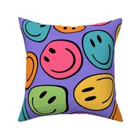 Groovy and Trippy Distorted Smiley Face Lilac Rotated - XL Scale