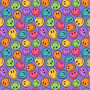 Groovy and Trippy Distorted Smiley Face Lilac - Medium Scale
