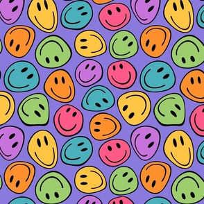 Groovy and Trippy Distorted Smiley Face Lilac - Large Scale