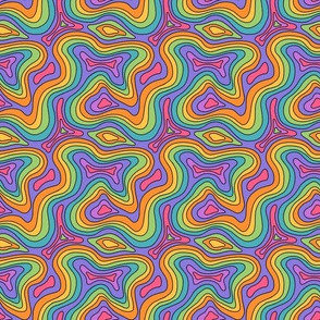 Groovy and Trippy Psychadelic Contours Lilac - Small Scale