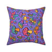 Groovy and Trippy Psychadelic Mushrooms Lilac Rotated - Large Scale