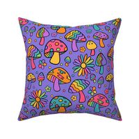 Groovy and Trippy Psychadelic Mushrooms Lilac - Large Scale