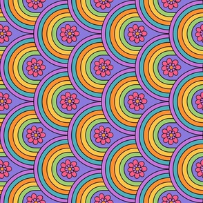 Groovy and Trippy Psychadelic Rainbows Lilac Rotated - Large Scale