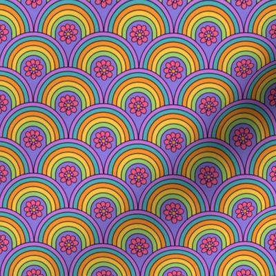Groovy and Trippy Psychadleic Rainbows Lilac - XS Scale