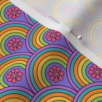 Groovy and Trippy Psychadleic Rainbows Lilac - XS Scale