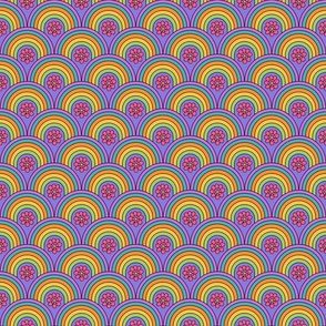 Groovy and Trippy Psychadleic Rainbows Lilac - Small Scale