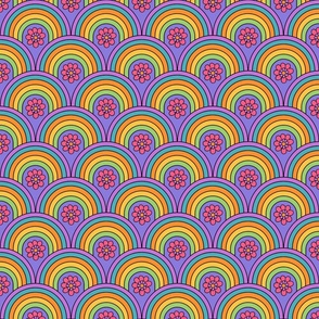 Groovy and Trippy Psychadleic Rainbows Lilac - Medium Scale