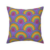 Groovy and Trippy Psychadleic Rainbows Lilac - Large Scale