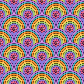 Groovy and Trippy Psychadleic Rainbows Lilac - Large Scale