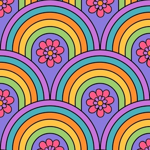 Groovy and Trippy Psychadleic Rainbows Lilac - XL Scale