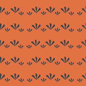 Simple plants horizontal rows black on orange Cottagecore Minimalist