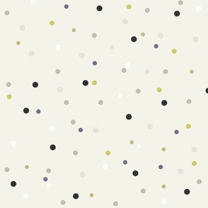 Polka Dots Multi Colours tossed confetti dots on beige - medium