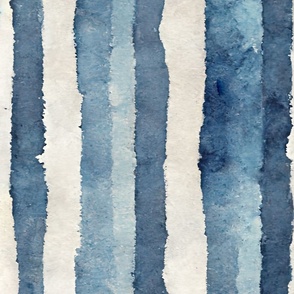 Watercolor Stripes In Neutral Navy Blue  And Beige Colors
