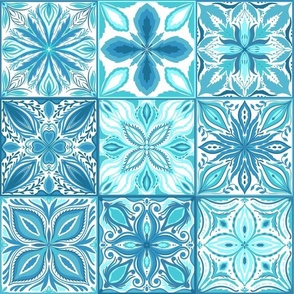 Ornate tiles in  blue