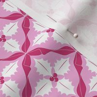 pink and white holly, geometric Christmas