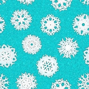 Snazzy Snowflakes on Turquoise Quartz Sparkle