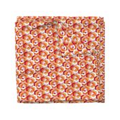 Small scale // Retro maze geometric hexagonal cubic tiles // cardinal red orange and blush pink non-directional cube mid century modern squared color block shapes 