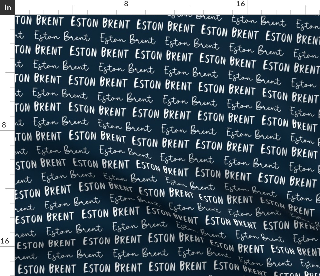 Custom Name Fabric - Eston Brent on Navy Blue
