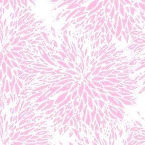 Wood Block look - Chrysanthemums in pink and white