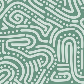 Abstract tribal line art river green