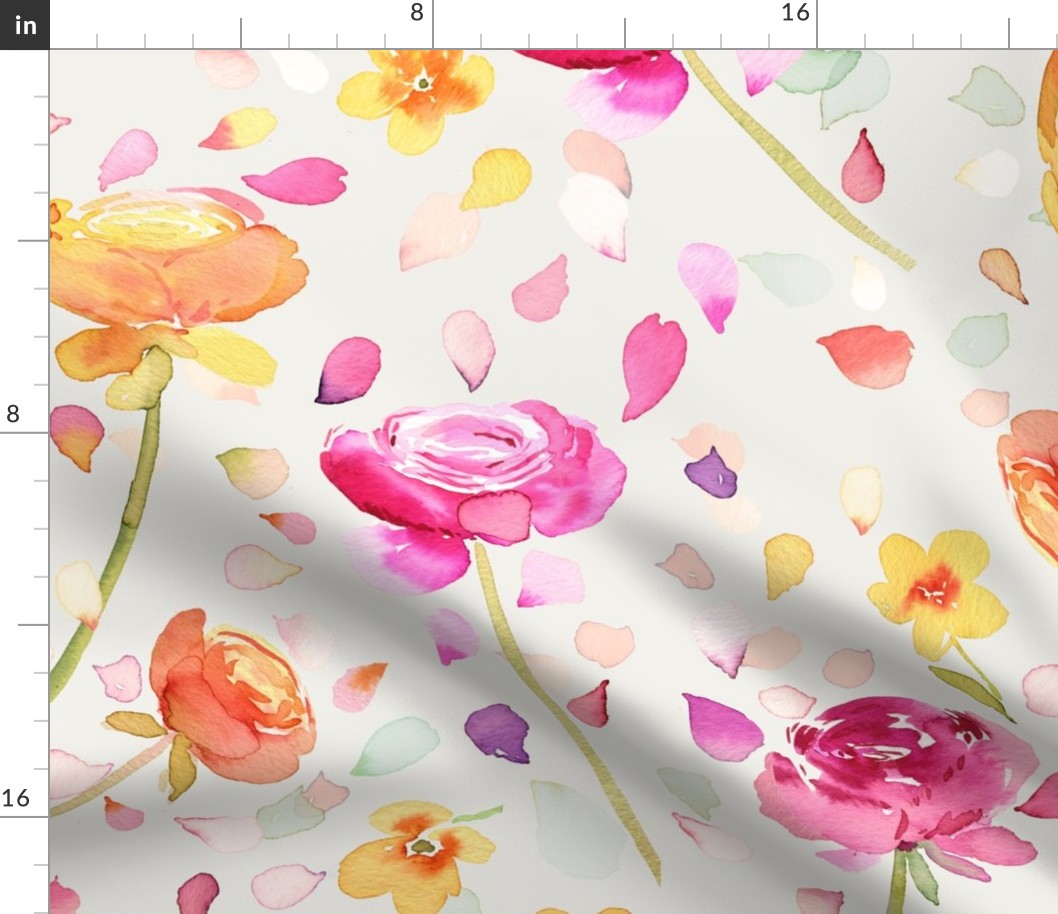 Buttercups romantic floral watercolor Pink white Large Jumbo