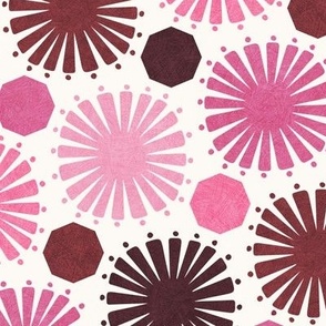 Shine Octagon, Pink (large) - sun geometric in sweet pink and magenta