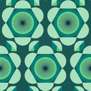 Large scale • 70s floral vibe  - green and blue