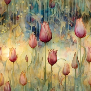 Dreamy Tulips, Pink and Lavender Tulip Flowers