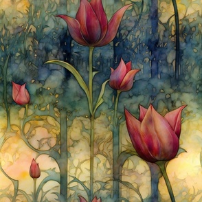 Dreamy Tulips, Pink and Red Tulip Flowers