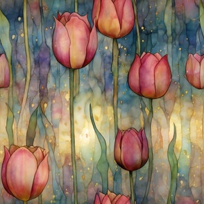 Dreamy Tulips, Soft Pastel Colorful Tulip Flowers