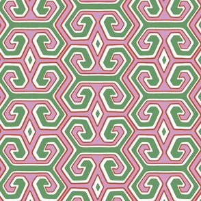 tribal geometric/vibrant pink and green/medium 