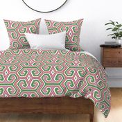 tribal geometric/vibrant pink and green/large