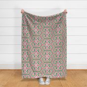 tribal geometric/vibrant pink and green/large