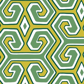 tribal geometric/green and lime/large