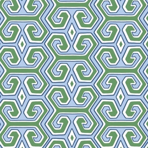 tribal geometric/green and blue/medium 