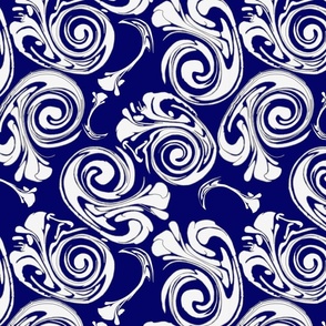 Whimsical Water Swirls on Navy