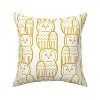 Wide Awake Owls- Midcentury Geometric Golden Yellow Owl- Pattern Clash- Kids Wallpaper- Novelty Gender Neutral Playroom- Yellow Birds of Prey- Medium