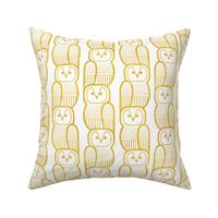 Wide Awake Owls- Midcentury Geometric Golden Yellow Owl- Pattern Clash- Kids Wallpaper- Novelty Gender Neutral Playroom- Yellow Birds of Prey- Small