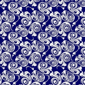 Whimsical Water Swirls on Navy (mini)